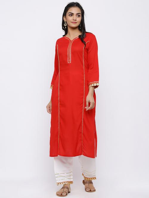 solid kurta pant set - 17087499 - Very Small Image - 1