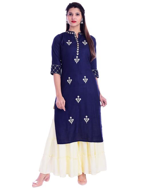 embroidered kurta sharara set - 17087517 - Very Small Image - 1