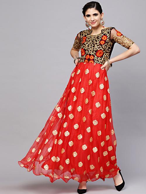 embroidered flared gown - 17087742 - Very Small Image - 1