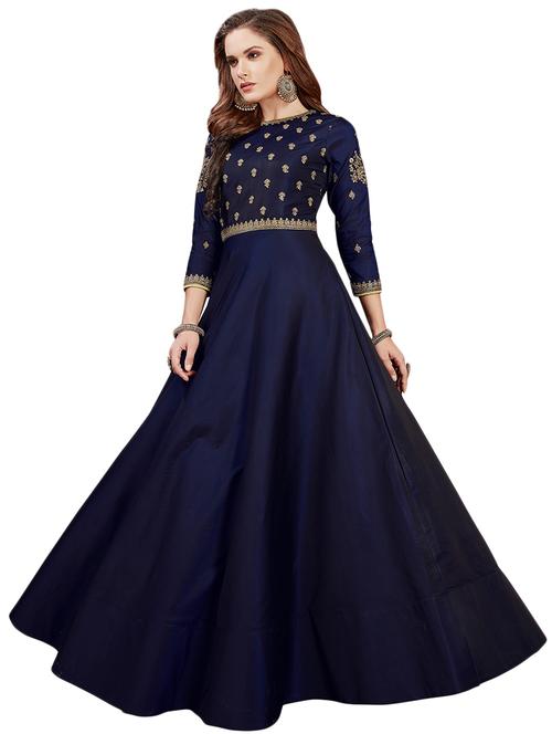 embroidered silk blend flared gown - 17087764 - Very Small Image - 1