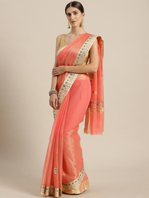 solid bordered kota doria saree with blouse - 17087810 - Very Small Image - 1