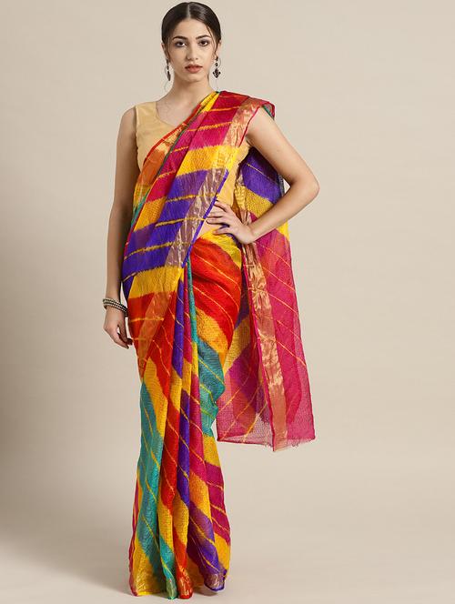 tie dye kota doria saree with blouse - 17087817 - Very Small Image - 1