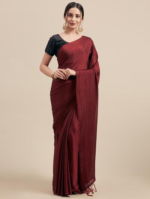 maroon chiffon saree with blouse - 17088492 - Very Small Image - 1
