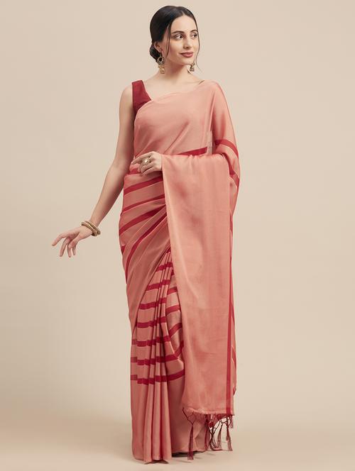 striped woven saree with blouse - 17088497 - Very Small Image - 1