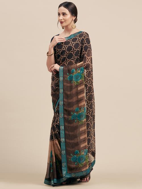 printed woven saree with blouse - 17088506 - Very Small Image - 1