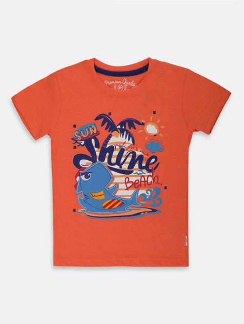 orange cotton t-shirt with free mask - 17088544 - Very Small Image - 1