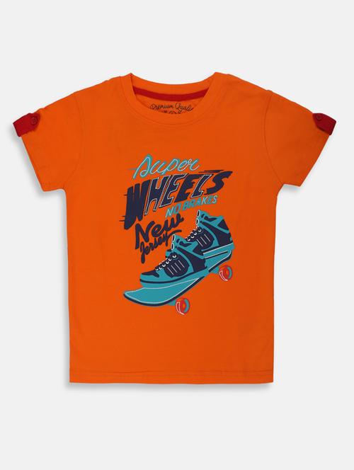 orange cotton t-shirt with free mask - 17088547 - Very Small Image - 1
