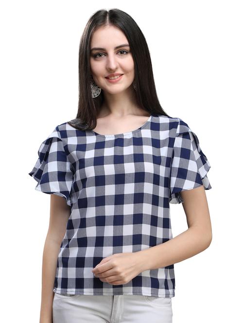 tulip sleeves checkered top - 17088880 - Very Small Image - 1