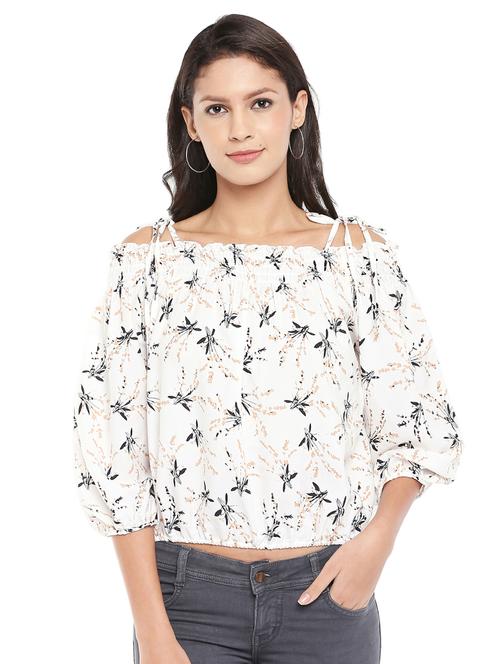 shoulder tie up floral top - 17088887 - Very Small Image - 1