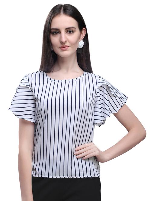 tulip sleeves striped top - 17088888 - Very Small Image - 1