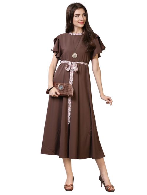 grey crepe aline dress - 17089118 - Very Small Image - 1