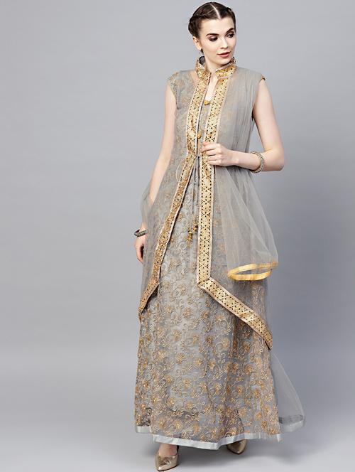 embroidered layered suit set - 17089211 - Very Small Image - 1