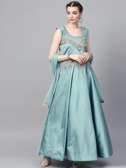 teal embroidered suit set - 17089218 - Very Small Image - 1