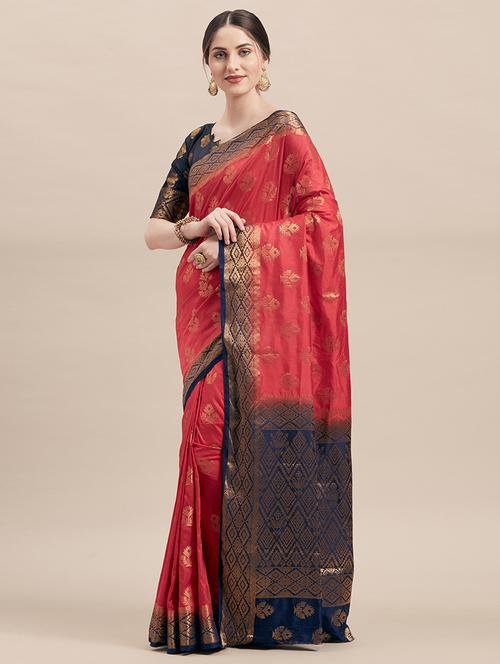 bordered woven saree - 17089555 - Very Small Image - 1