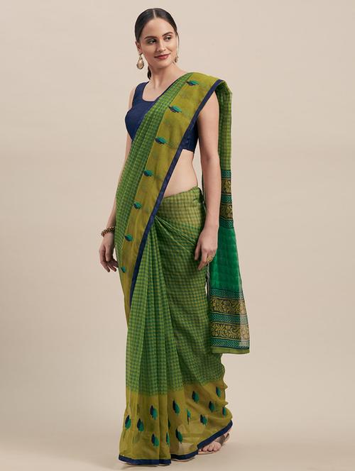 checkered printed saree - 17089563 - Very Small Image - 1