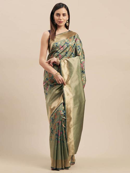 floral woven saree - 17089571 - Very Small Image - 1