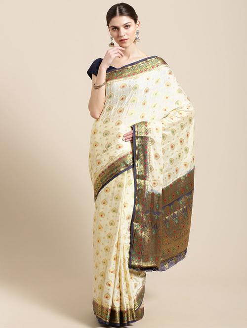 women's self design off white colored saree - 17089606 - Very Small Image - 1