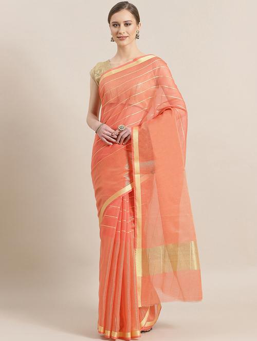 zari solid chanderi saree with blouse - 17089741 - Very Small Image - 1