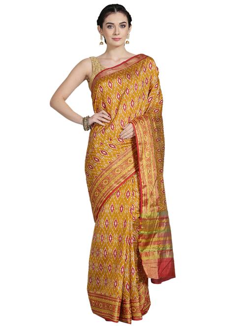 geometrical ikat saree with blouse - 17089789 - Very Small Image - 1