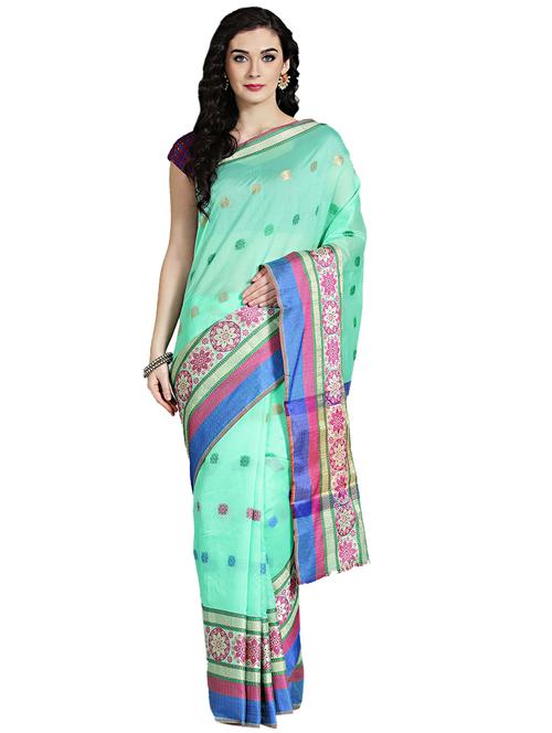 self design floral saree with blouse - 17089791 - Very Small Image - 1