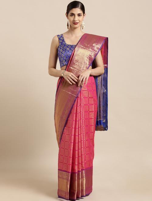 conversational kanjivaram saree with blouse - 17089942 - Very Small Image - 1