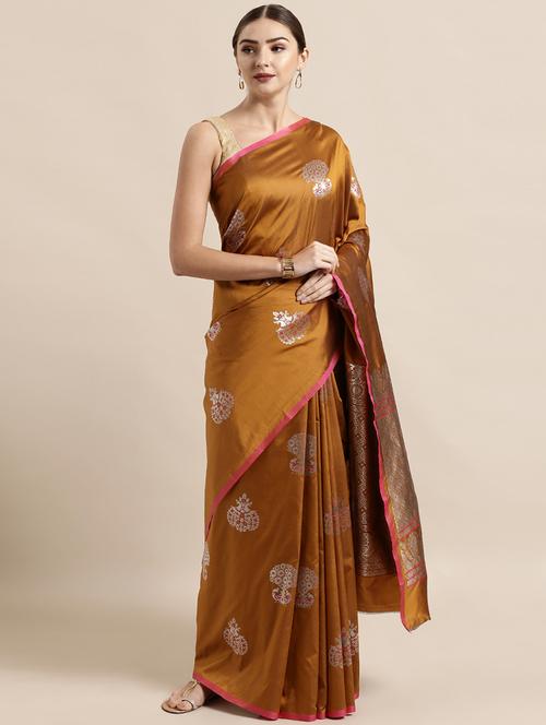 self design banarasi saree with blouse - 17089959 - Very Small Image - 1