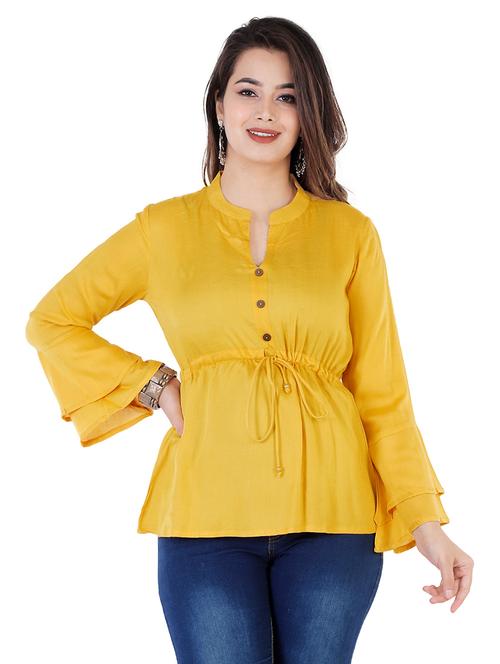 women's a line mandarin neck top - 17090156 - Very Small Image - 1
