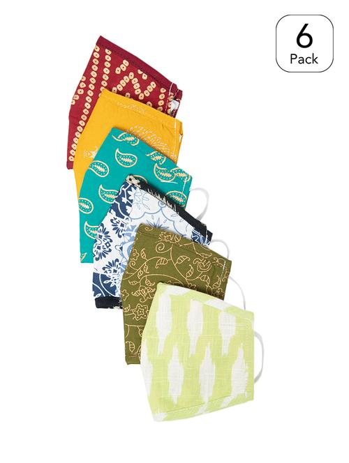 multi colored cotton anti-pollution women mask (pack of 6) - 17090181 - Very Small Image - 1
