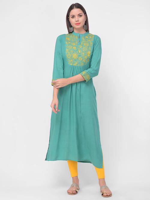embroideredstraight kurta - 17090493 - Very Small Image - 1