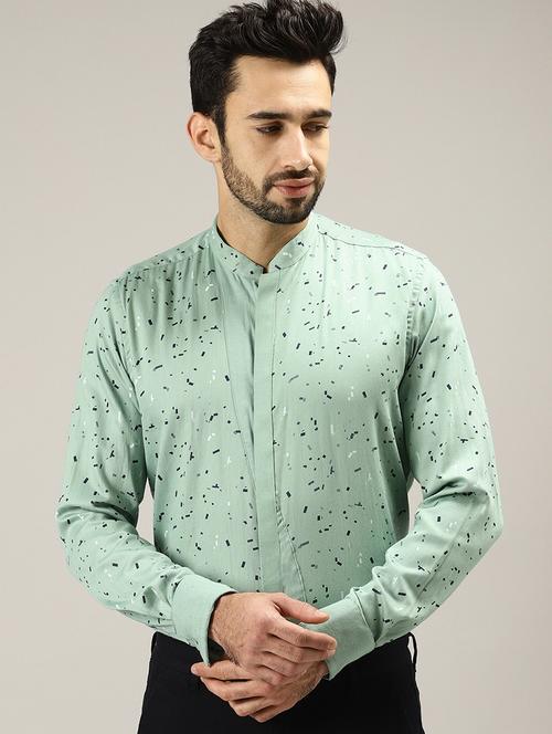 green printed casual shirt - 17090621 - Very Small Image - 1