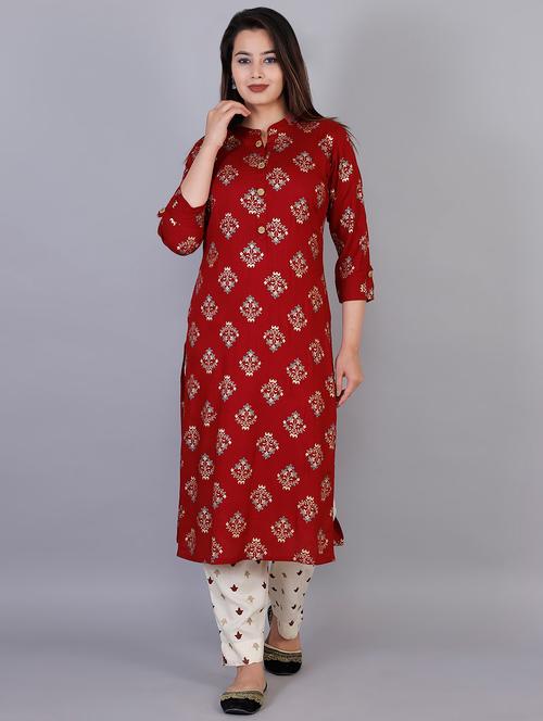 foil printed kurta pant set - 17090946 - Very Small Image - 1