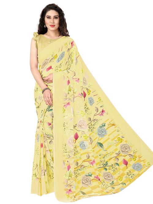 floral printed saree with blouse - 17090974 - Very Small Image - 1