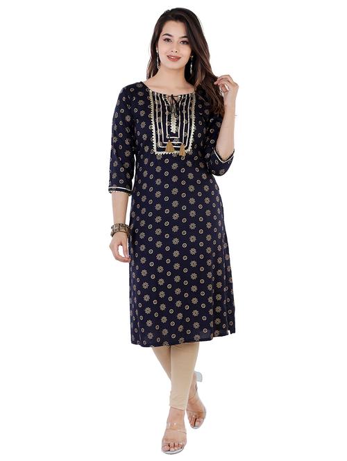 gold print straight kurta - 17091006 - Very Small Image - 1