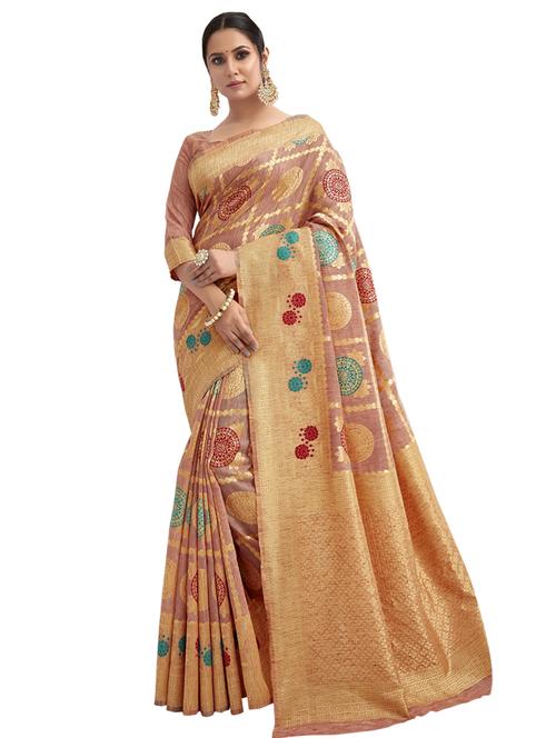 peach cotton saree with blouse - 17091191 - Very Small Image - 1