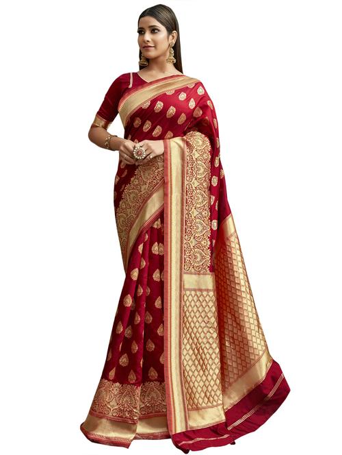 self design woven saree with blouse - 17091192 - Very Small Image - 1