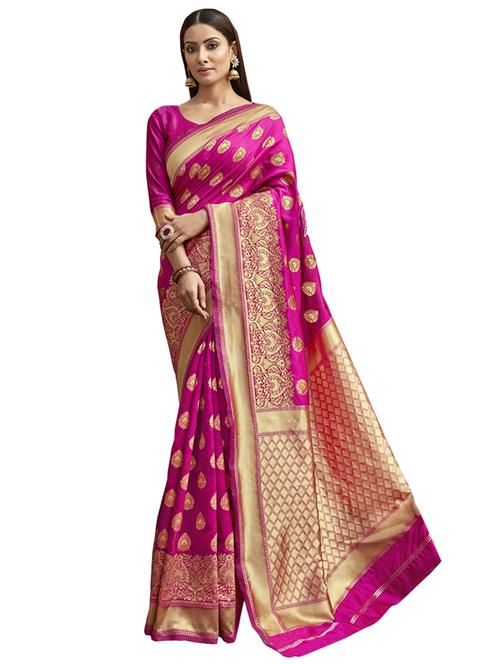 magenta kora silk saree with blouse - 17091194 - Very Small Image - 1