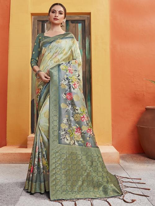 floral printed saree with blouse - 17091210 - Very Small Image - 1