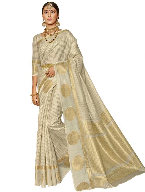 checkered woven saree with blouse - 17091215 - Very Small Image - 1