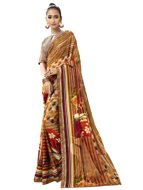 abstract printed saree with blouse - 17091285 - Very Small Image - 1