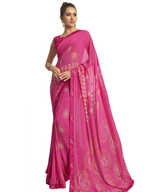 floral printed saree with blouse - 17091309 - Very Small Image - 1