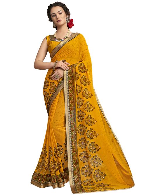 bordered printed saree with blouse - 17091323 - Very Small Image - 1