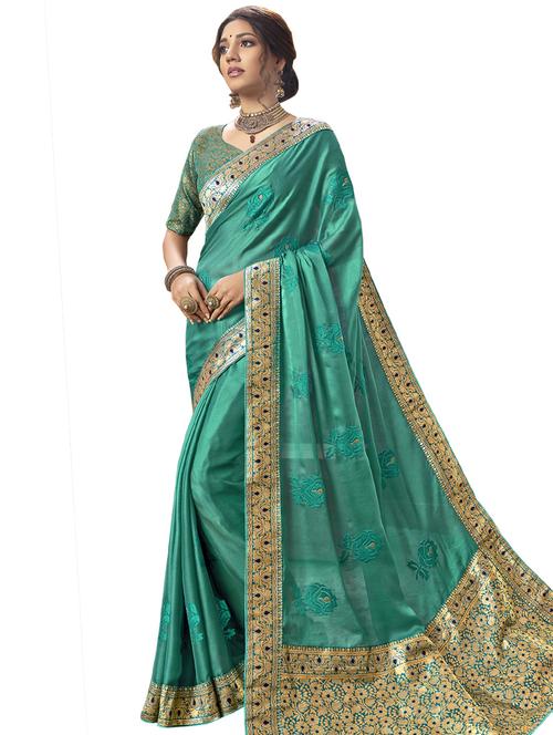 floral embroidered saree with blouse - 17091354 - Very Small Image - 1