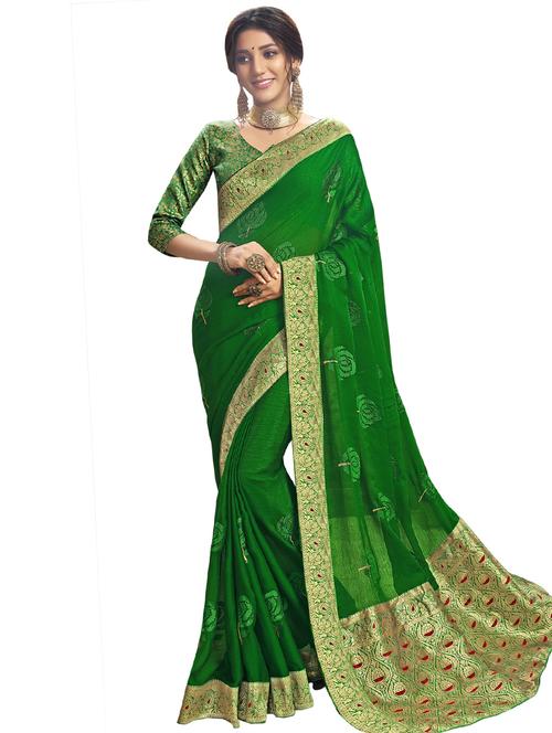 floral embroidered saree with blouse - 17091357 - Very Small Image - 1