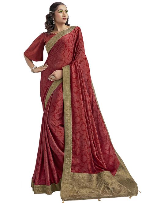 bordered printed saree with blouse - 17091365 - Very Small Image - 1