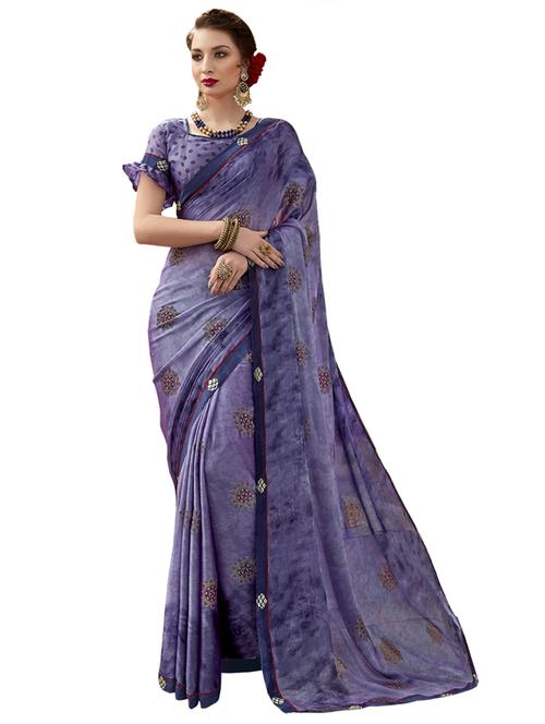 bordered printed saree with blouse - 17091398 - Very Small Image - 1