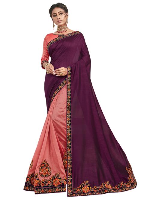 embroidered half and half saree with blouse - 17091414 - Very Small Image - 1
