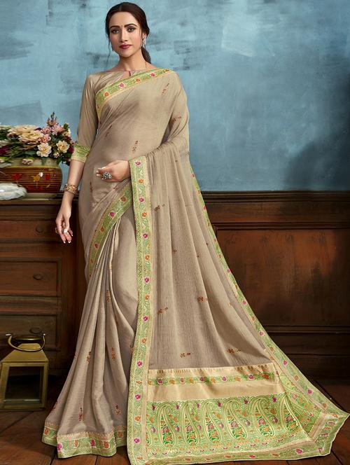 bordered self design saree with blouse - 17091423 - Very Small Image - 1
