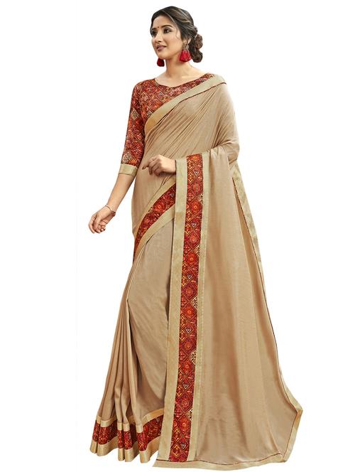 solid chanderi saree with blouse - 17091427 - Very Small Image - 1