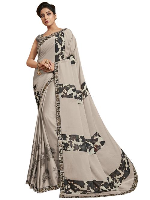 floral printed saree with blouse - 17091435 - Very Small Image - 1