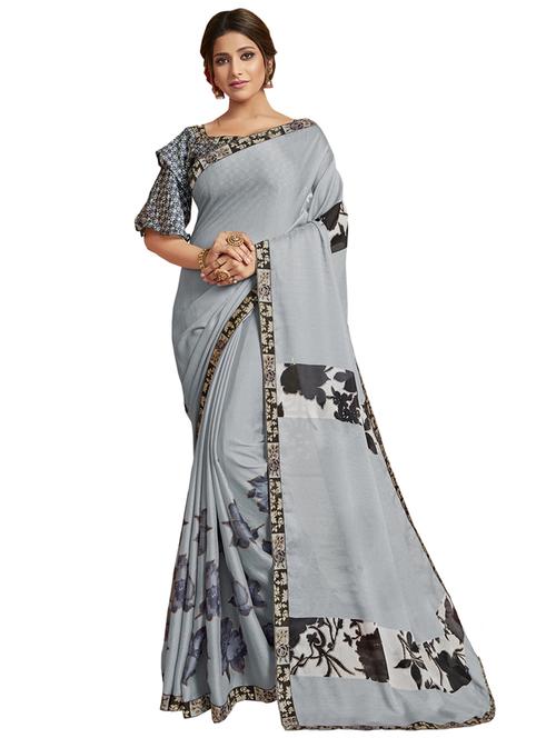 floral printed saree with blouse - 17091437 - Very Small Image - 1
